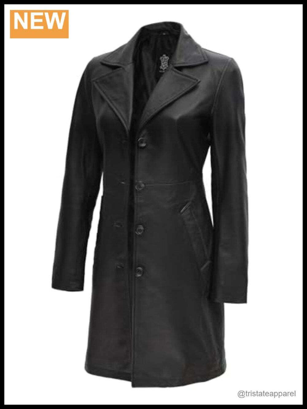 Women's Long Real Lambskin Leather Car Coat Button Closure
